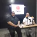 Los sacerdotes Miguel Romero y Carlos Torreiro durante la rueda de prensa/ Foto Cortesía