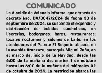 prohibida venta de licores