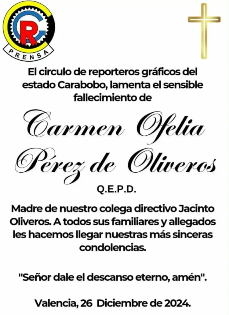 Murió la madre de Jacinto Oliveros