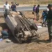 El volcamiento de un vehículo en la Autopista Regional del Centro dejó dos personas heridas este domingo 26 de enero.