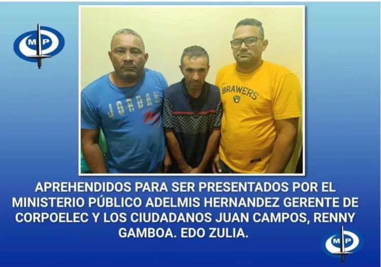 Tres sujetos fueron aprehendidos en Cabimas, estado Zulia, por presuntamente estar implicados en el hurto de equipos de distribución de energía eléctrica.