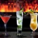 Three cocktails on the bar