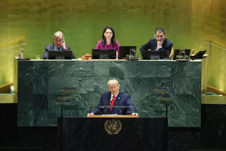 NEW YORK, NEW YORK - SEPTEMBER 23: U.S. President Donald Trump speaks during the United Nations General Assembly (UNGA) at the United Nations headquarters on September 23, 2025 in New York City. World leaders convened for the 80th Session of UNGA, with this year’s theme for the annual global meeting being “Better together: 80 years and more for peace, development and human rights.” (Photo by Michael M. Santiago/Getty Images)