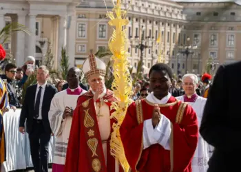 El papa León XIV inició la conmemoración de la Semana Santa con la bendición de las palmas.