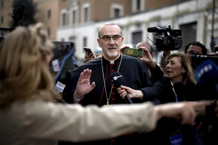 Alberto Di Lolli. 24/4/2025, Roma. Muerte del Papa Francisco. Reunion de cardenales. En la imagen, el cardenal Pizzaballa, actual patriarca latino de Jerusalen. Foto: Alberto Di Lolli