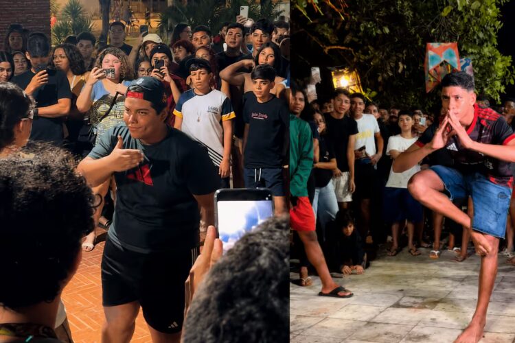 Los jóvenes adoptan extrañas posturas cuando se suponen que están "compitiendo".