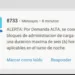 El mensaje de texto de Corpoelec no indica hora del corte.