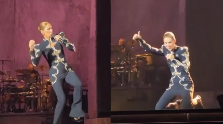 Tras un traspié, la cantante se reincorporó rápidamente a su actuación en el escenario.
