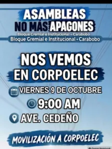 Bloque Gremial de Carabobo llama a concentración frente a Corpoelec